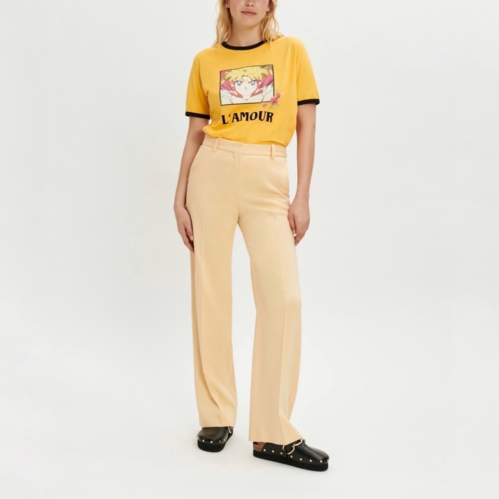 NWT Maje Paris Yellow Straight Leg Tailored Trousers